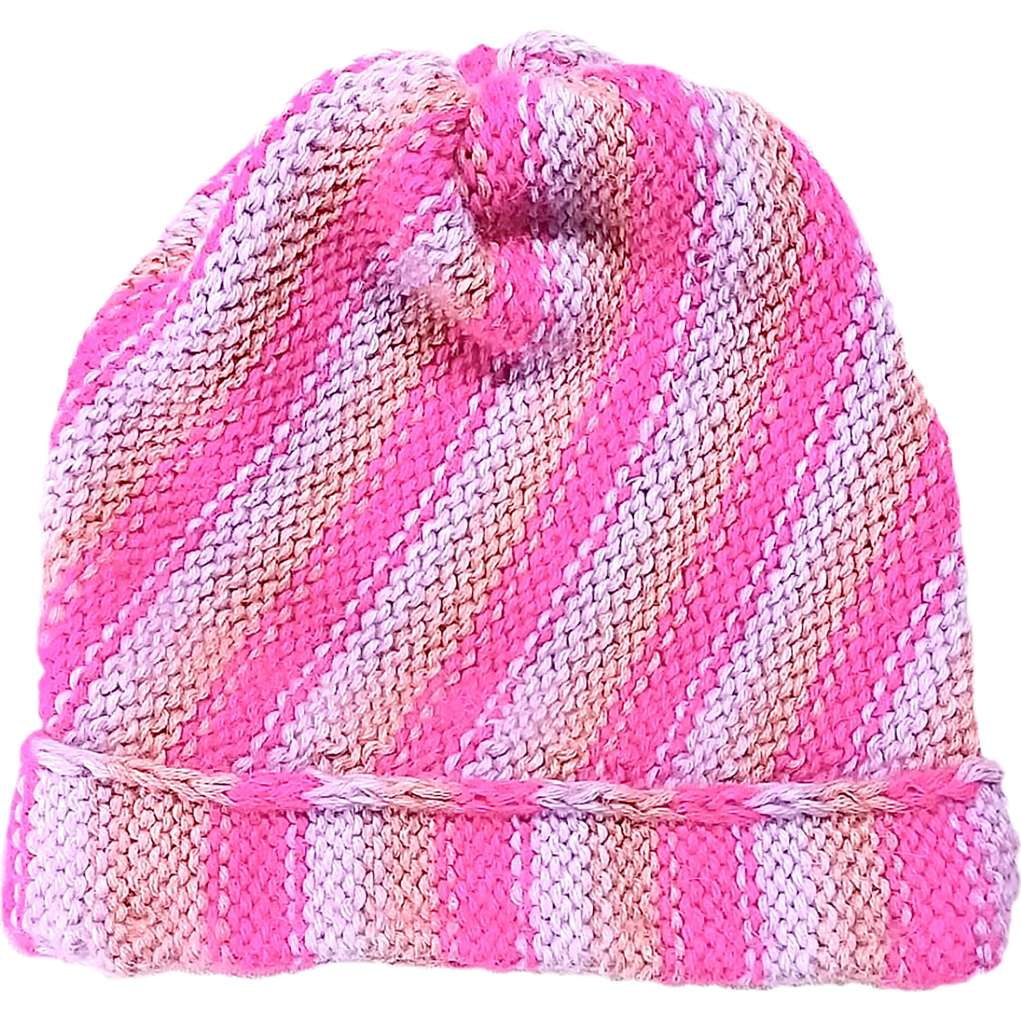 Classic Knit Twister Swirl Hat, Pink - Hats - 1