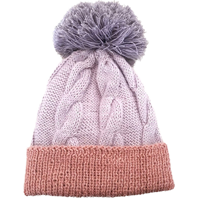 Classic Knit Cable Pom Hat, Pink
