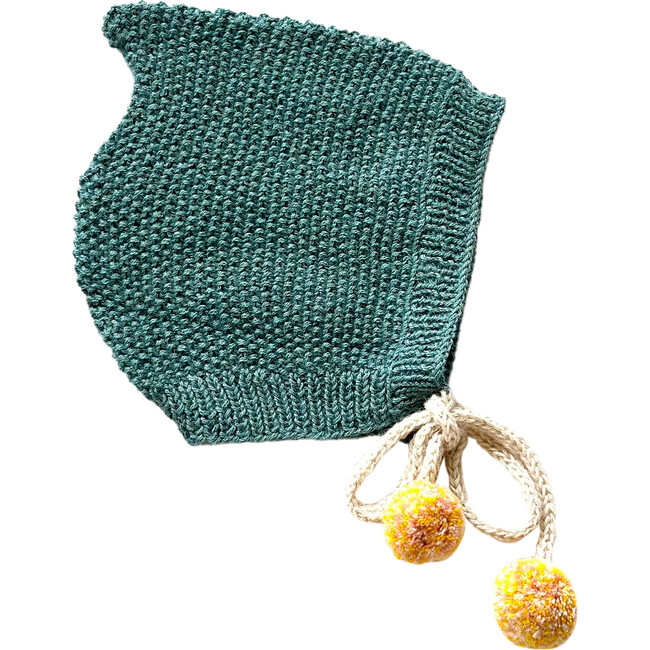 Chic Hand-Knit Bonnet, Teal Deux