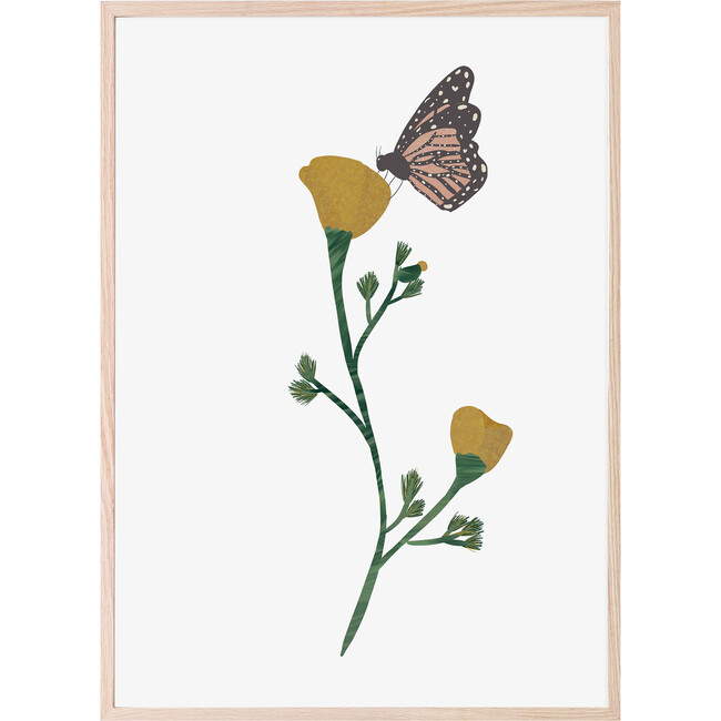 Poppy Flower & Monarch Butterfly Art Print