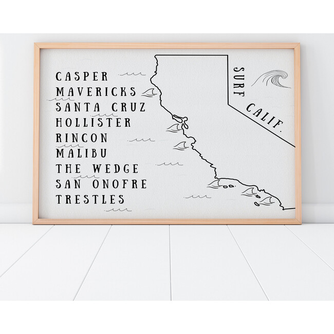 Surf Calif Map Art Print - Wall Décor - 4