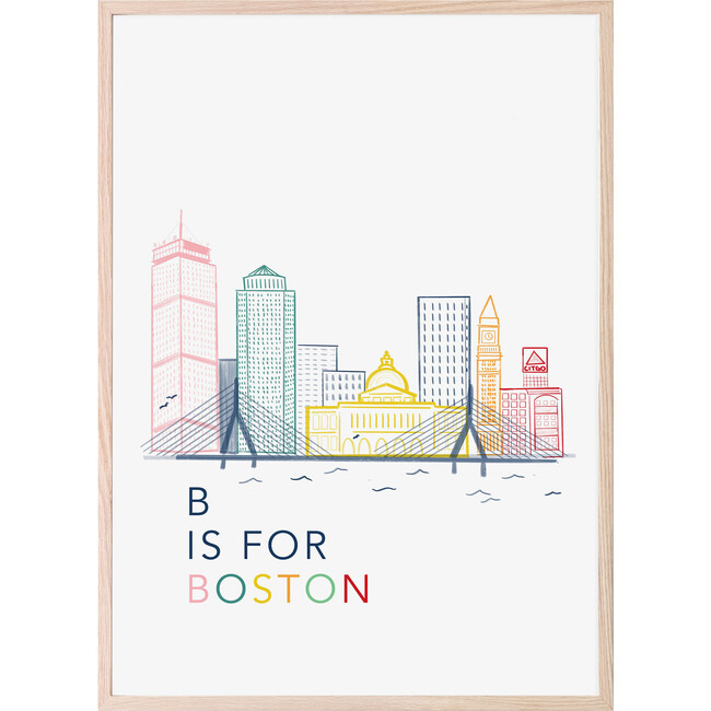 B is for Boston Art Print, Rainbow
