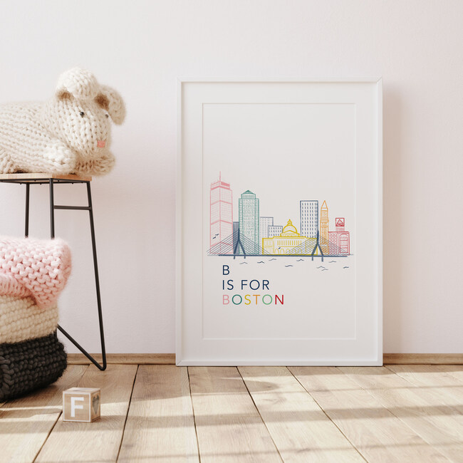 B is for Boston Art Print, Rainbow - Wall Décor - 2