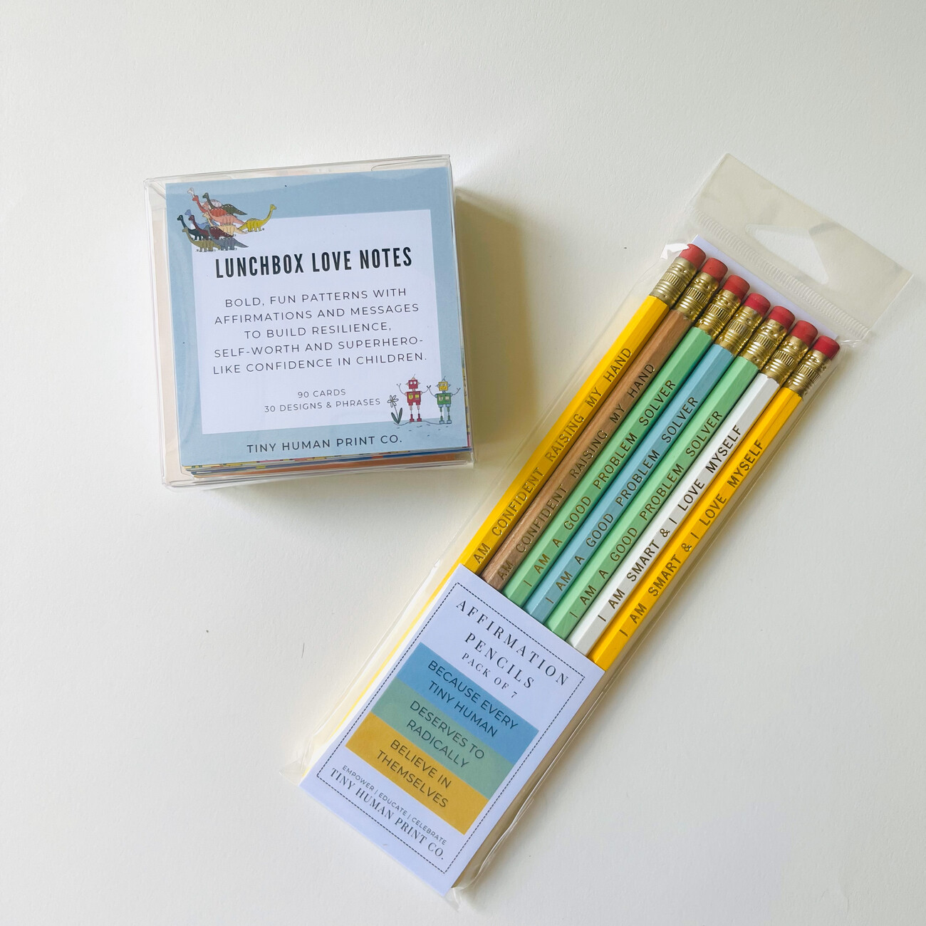 Affirmation Pencil Set  Pack of 7 – Tiny Human Print Co.