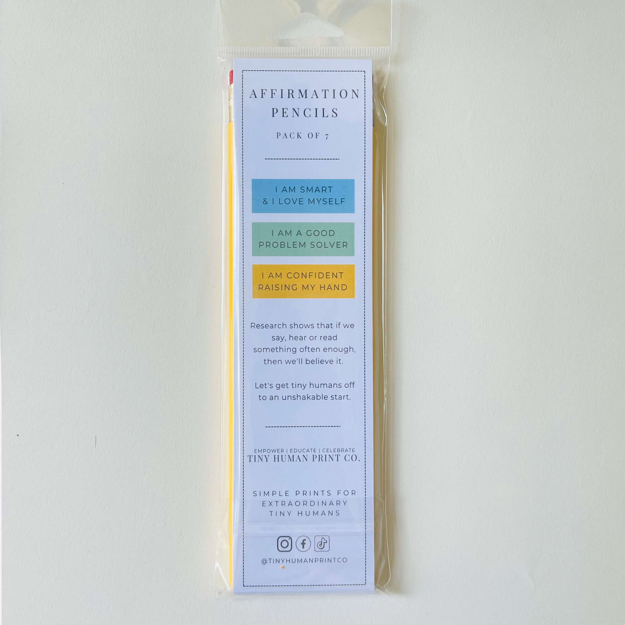 Affirmation Pencil Set  Pack of 7 – Tiny Human Print Co.