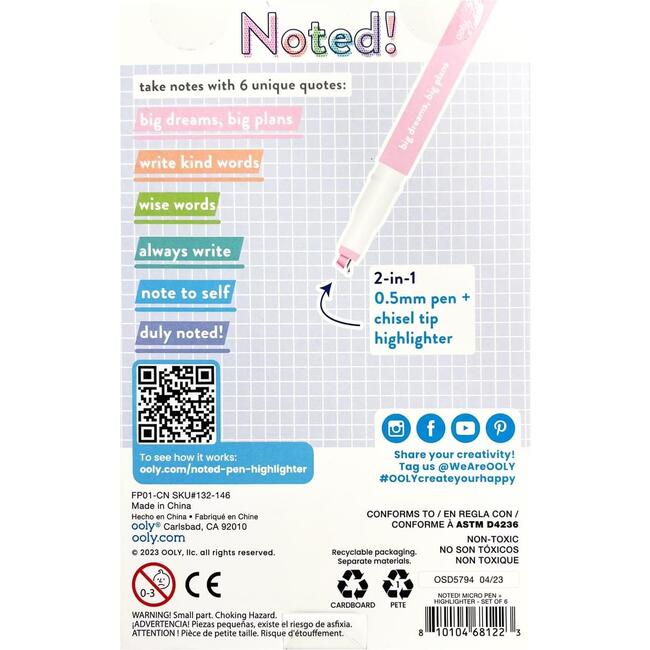 Noted! 2-in-1 Pens & Highlighters - Art Supplies - 2