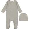 Striped Footie, Grey - Onesies - 1 - thumbnail