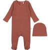 Striped Footie, Rust - Onesies - 1 - thumbnail