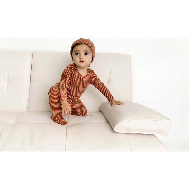 Striped Footie, Rust - Onesies - 4