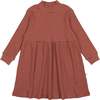 Striped Mock Neck Dress, Rust - Dresses - 1 - thumbnail