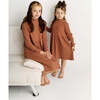 Striped Mock Neck Dress, Rust - Dresses - 2