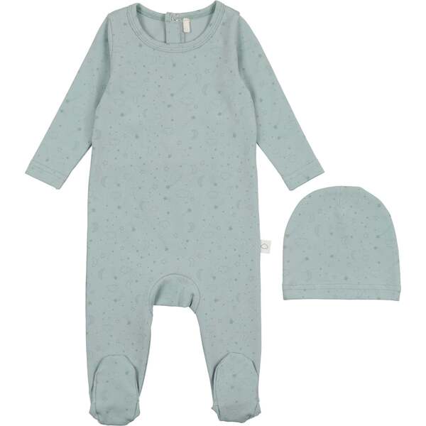 Cloud Print Footie, Blue Pouf Rompers