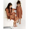 Striped Mock Neck Dress, Rust - Dresses - 3