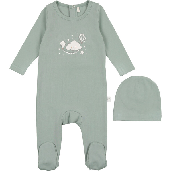 Cloud Graphic Footie, Blue Pouf Rompers