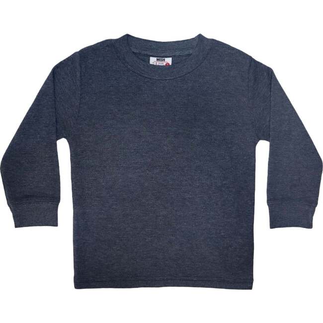 Long Sleeve Distressed Solid Thermal Shirt - Distressed Navy