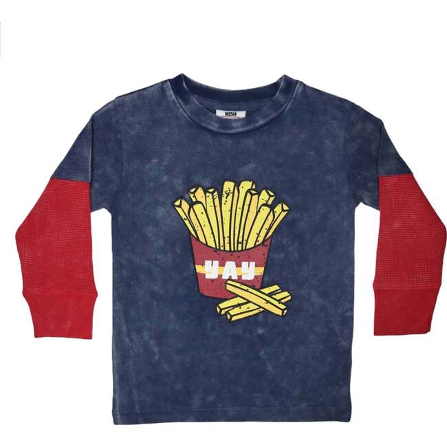 Long Sleeve Enzyme 2Fer Shirt Fryday, Navy with Red Sleeves - T-Shirts - 1