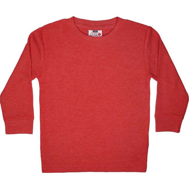 Long Sleeve Distressed Thermal Shirt - Distressed Red