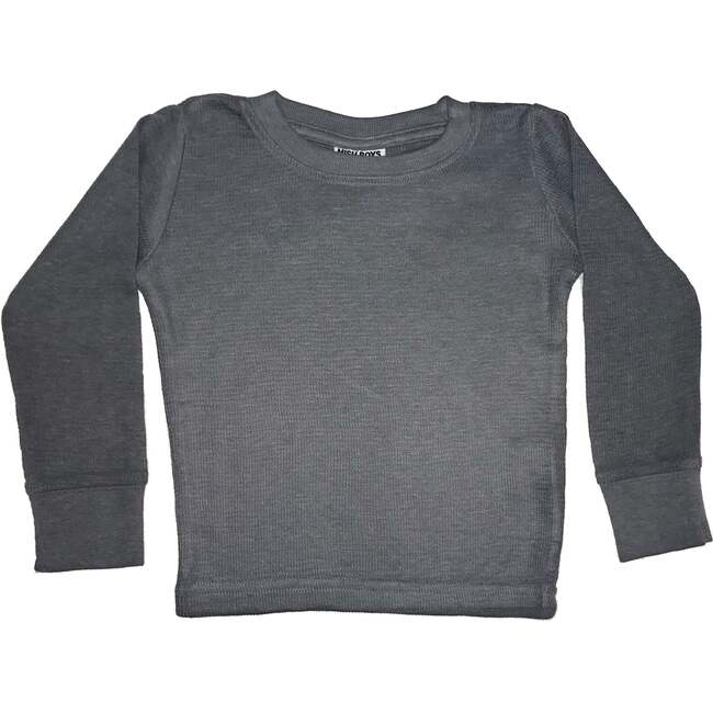 Long Sleeve Solid Thermal Shirt - Distressed Coal - T-Shirts - 2