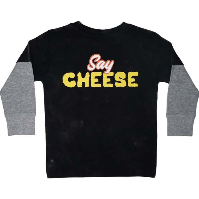 Long Sleeve Enzyme Thermal 2Fer Cheese, Black with Heather Sleeves - T-Shirts - 2
