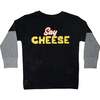 Long Sleeve Enzyme Thermal 2Fer Cheese, Black with Heather Sleeves - T-Shirts - 2