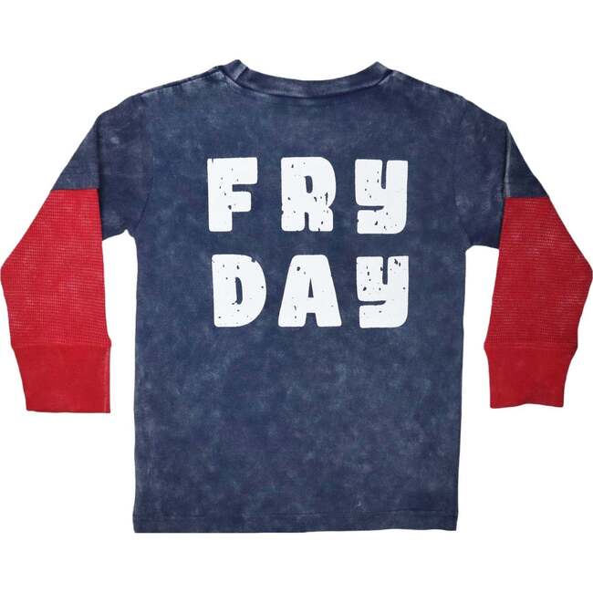 Long Sleeve Enzyme 2Fer Shirt Fryday, Navy with Red Sleeves - T-Shirts - 2