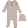 Ribbed Footie with Pockets, Taupe - Onesies - 1 - thumbnail