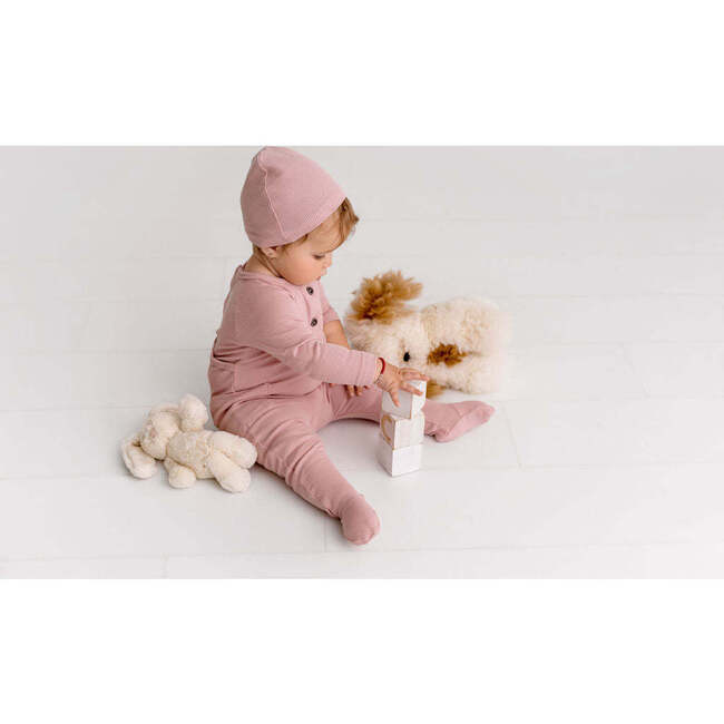 Ribbed Footie with Pockets, Mauve - Onesies - 2
