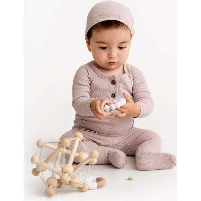 Ribbed Footie with Pockets, Taupe - Onesies - 2