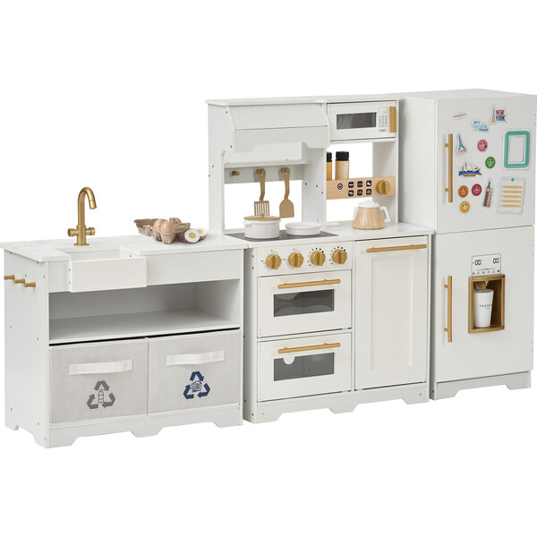 Little Chef Atlanta Large Modular Play Kitchen - White/Gold - Teamson ...