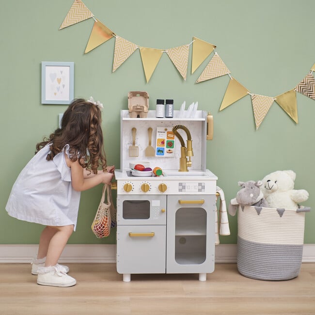 Little Chef Memphis Small Play Kitchen - Gray/Gold - Play Kitchens - 3