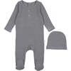 Waffle Footie, Blue - Onesies - 1 - thumbnail