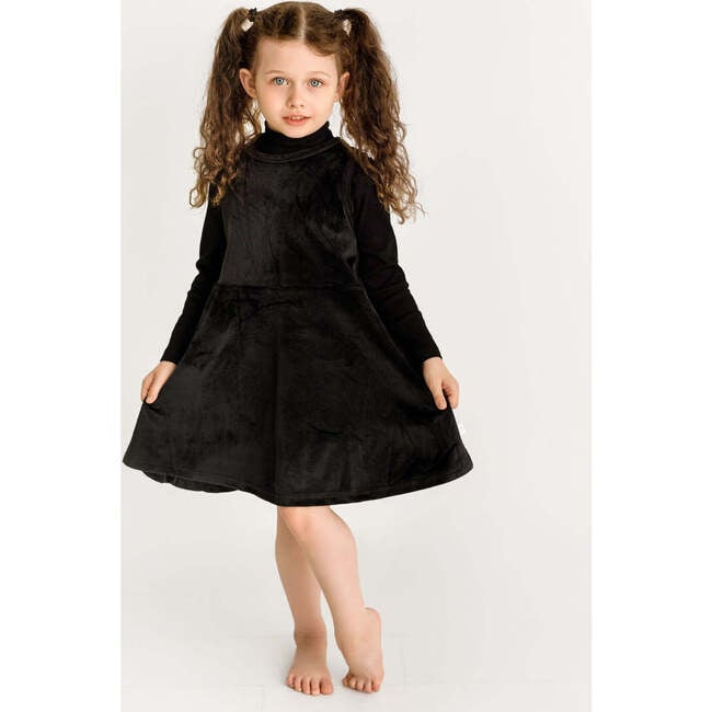 Velour Jumper and Mock Neck, Black - Dresses - 4