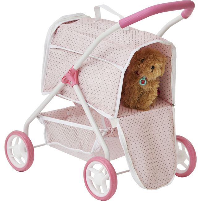 Polka Dots Princess Doll & Stuffed Animal Stroller   - Pink/Gray - Doll Accessories - 9