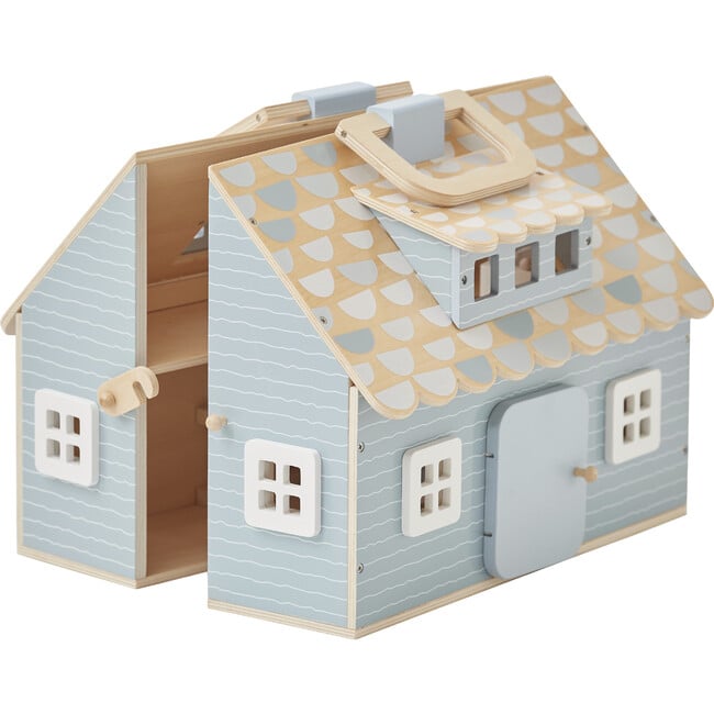 Quaint Little Cottage Portable Dollhouse - Powder Blue/Wood - Dollhouses - 10