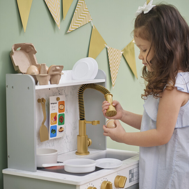 Little Chef Memphis Small Play Kitchen - Gray/Gold - Play Kitchens - 10