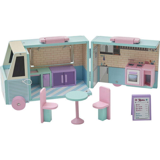 Olivia's Cafe Portable Food Truck Dollhouse - Blue/Pink - Dollhouses - 9