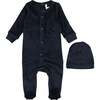 Velour Footie, Navy - Onesies - 1 - thumbnail