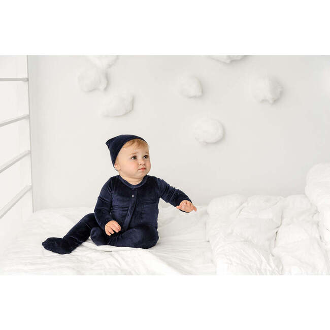 Velour Footie, Navy - Onesies - 3