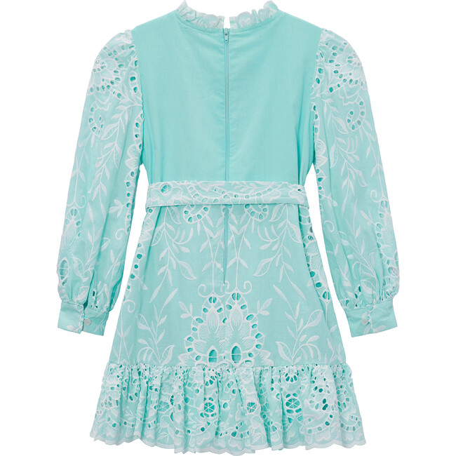 Marissa Embroidered Dress, Aqua - Rompers - 2