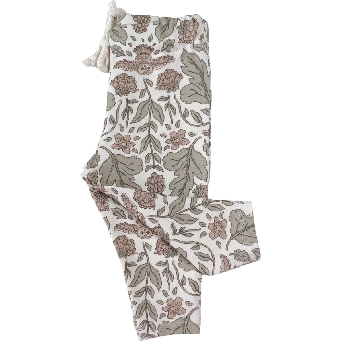 Leggings, Botanical Owls Ecru - Leggings - 1