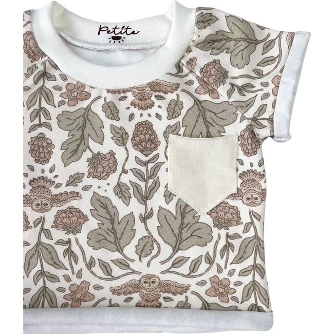 Jersey T-Shirt, Botanical Owls Ecru - T-Shirts - 2