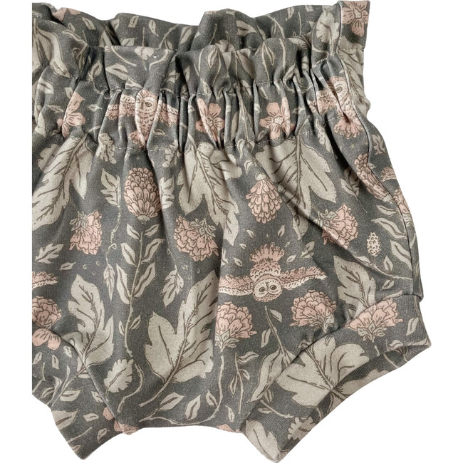 Girly Ruffle Shorts, Botanical Owls Forest Green - Shorts - 2