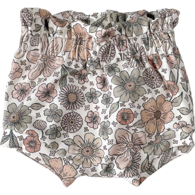 Girly Ruffle Shorts, Bold Floral Ecru