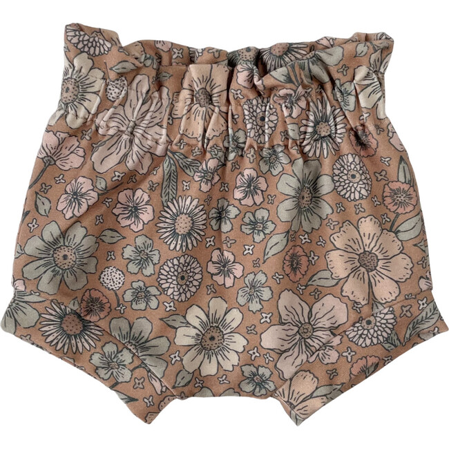 Girly Ruffle Shorts, Bold Floral Caramel