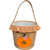 Personalizable Ruffle Pumpkin Tote, Orange - Trick or Treat Baskets - 1 - thumbnail