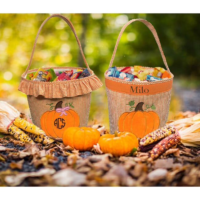 Personalizable Pumpkin Tote, Orange - Trick or Treat Baskets - 2