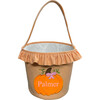 Personalizable Ruffle Pumpkin Tote, Orange - Trick or Treat Baskets - 5