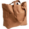 Women's Solid Large Multi-Pocket Box Tote, Nutmeg - Bags - 3