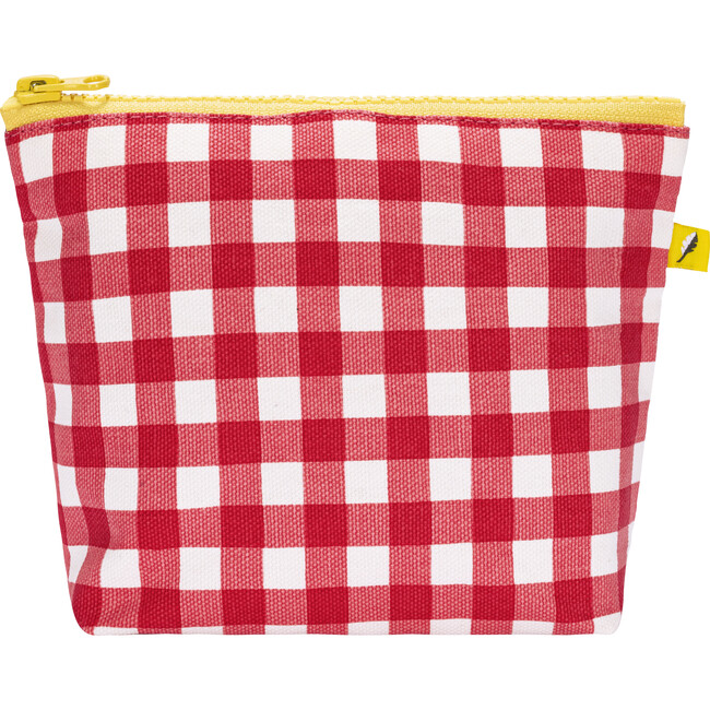 Women's Gingham Tiny Zip Pouch, Red