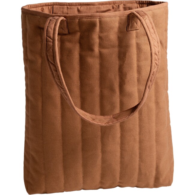 Women's Solid Quilted Puffer Tote, Nutmeg - Bags - 4